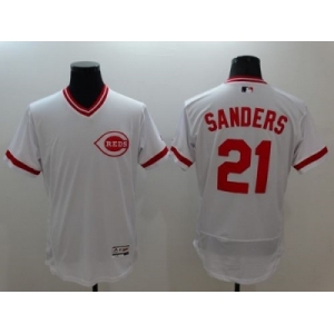 Cincinnati Reds #21 Reggie Sanders White Flexbase Authentic Collection Cooperstown Stitched MLB Jersey