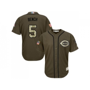 Cincinnati Reds #5 Johnny Bench Green Salute to Service Stitched Baseball Jersey