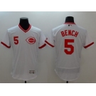 Cincinnati Reds #5 Johnny Bench White Flexbase Authentic Collection Cooperstown Stitched MLB Jersey