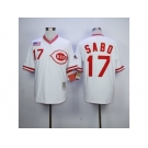 MLB Mitchell And Ness 1990 Cincinnati Reds #17 Chris Sabo White Throwback Stitched Jerseys