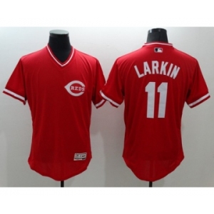 Men Cincinnati Reds #11 Barry Larkin Majestic Red Flexbase Authentic Cooperstown Player Jersey