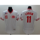 Men Cincinnati Reds #11 Barry Larkin Majestic white Flexbase Authentic Collection Player Jersey