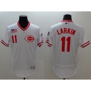 Men Cincinnati Reds #11 Barry Larkin Majestic white Flexbase Authentic Collection Player Jersey