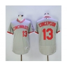 Men Cincinnati Reds #13 Dave Concepcion Majestic Grey Flexbase Authentic Cooperstown Player Jersey