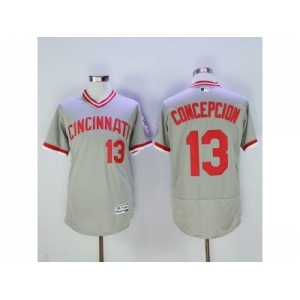 Men Cincinnati Reds #13 Dave Concepcion Majestic Grey Flexbase Authentic Cooperstown Player Jersey