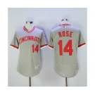 Men Cincinnati Reds #14 Pete Rose Majestic Grey Flexbase Authentic Cooperstown Player Jersey