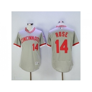 Men Cincinnati Reds #14 Pete Rose Majestic Grey Flexbase Authentic Cooperstown Player Jersey