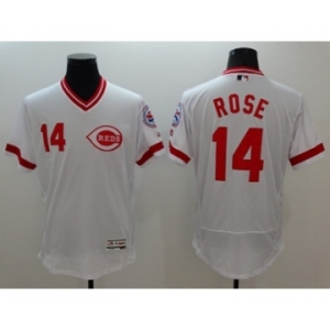 Men Cincinnati Reds #14 Pete Rose Majestic white Flexbase Authentic Collection Player Jersey