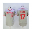 Men Cincinnati Reds #17 Sabo Majestic Grey Flexbase Authentic Cooperstown Player Jersey