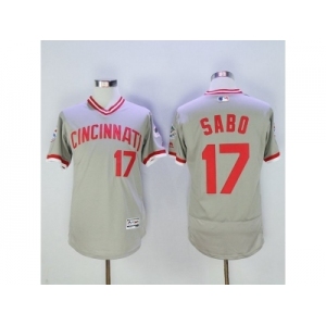 Men Cincinnati Reds #17 Sabo Majestic Grey Flexbase Authentic Cooperstown Player Jersey