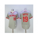 Men Cincinnati Reds #19 Joey Votto Majestic Grey Flexbase Authentic Cooperstown Player Jersey