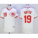 Men Cincinnati Reds #19 Joey Votto Majestic white Flexbase Authentic Cooperstown Player Jersey