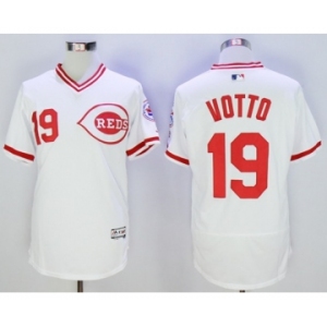 Men Cincinnati Reds #19 Joey Votto Majestic white Flexbase Authentic Cooperstown Player Jersey