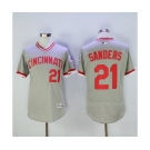 Men Cincinnati Reds #21 Sanders Majestic Grey Flexbase Authentic Cooperstown Player Jersey