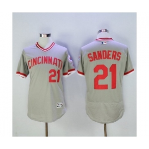 Men Cincinnati Reds #21 Sanders Majestic Grey Flexbase Authentic Cooperstown Player Jersey