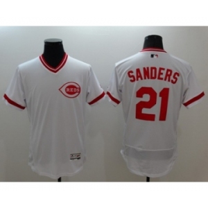 Men Cincinnati Reds #21 Sanders Majestic white Flexbase Authentic Collection Player Jersey