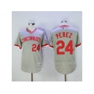 Men Cincinnati Reds #24 Tony Perez Majestic Grey Flexbase Authentic Cooperstown Player Jersey