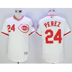 Men Cincinnati Reds #24 Tony Perez Majestic white Flexbase Authentic Cooperstown Player Jersey