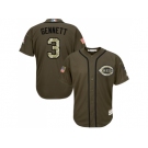 Men Cincinnati Reds #3 Scooter Gennett Green Salute to Service Stitched MLB Jersey