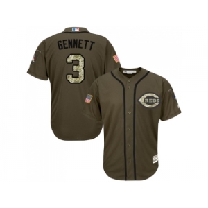 Men Cincinnati Reds #3 Scooter Gennett Green Salute to Service Stitched MLB Jersey