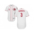 Men Cincinnati Reds #3 Scooter Gennett White Flexbase Authentic Collection Stitched MLB Jersey