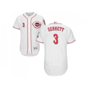 Men Cincinnati Reds #3 Scooter Gennett White Flexbase Authentic Collection Stitched MLB Jersey