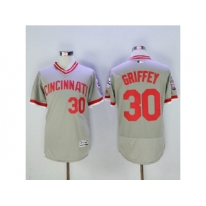 Men Cincinnati Reds #30 Ken Griffey Jr Majestic Grey Flexbase Authentic Cooperstown Player Jersey