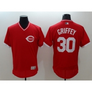 Men Cincinnati Reds #30 Ken Griffey Jr Majestic red Flexbase Authentic Cooperstown Player Jersey