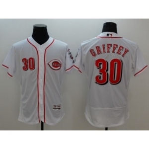 Men Cincinnati Reds #30 Ken Griffey Jr Majestic white Flexbase Authentic Collection Player Jersey(buttons)