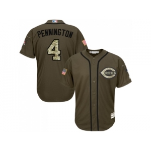 Men Cincinnati Reds #4 Cliff Pennington Green Salute to Service Stitched MLB Jersey