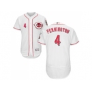 Men Cincinnati Reds #4 Cliff Pennington White Flexbase Authentic Collection Stitched MLB Jersey