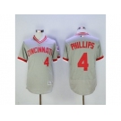 Men Cincinnati Reds #4 brandon phillips Majestic Grey Flexbase Authentic Cooperstown Player Jersey