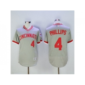 Men Cincinnati Reds #4 brandon phillips Majestic Grey Flexbase Authentic Cooperstown Player Jersey