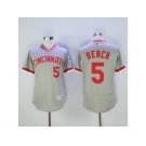 Men Cincinnati Reds #5 Johnny Bench Majestic Grey Flexbase Authentic Cooperstown Player Jersey