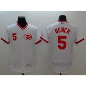 Men Cincinnati Reds #5 Johnny Bench Majestic white Flexbase Authentic Collection Player Jersey