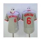 Men Cincinnati Reds #6 Billy Hamilton Majestic Grey Flexbase Authentic Cooperstown Player Jersey