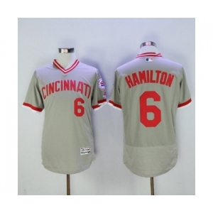 Men Cincinnati Reds #6 Billy Hamilton Majestic Grey Flexbase Authentic Cooperstown Player Jersey