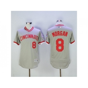 Men Cincinnati Reds #8 joe morgan Majestic Grey Flexbase Authentic Cooperstown Player Jersey