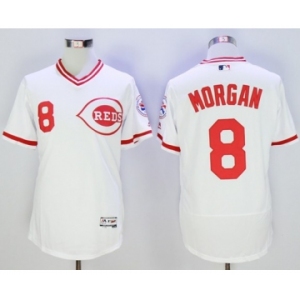 Men Cincinnati Reds #8 joe morgan Majestic white Flexbase Authentic Cooperstown Player Jersey