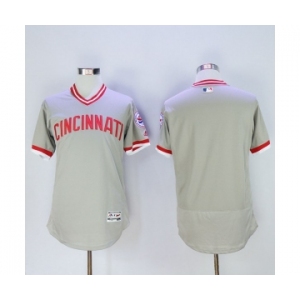 Men Cincinnati Reds Blank Majestic Grey Flexbase Authentic Cooperstown Jersey