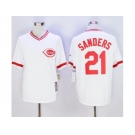 Men Mitchell And Ness Cincinnati Reds #21 Reggie Sanders White Throwback Stitched MLB Jersey