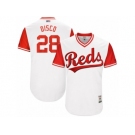 Men's 2017 Little League World Series Reds #28 Anthony DeSclafani Disco White Jersey