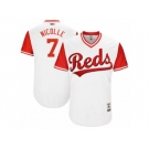 Men's 2017 Little League World Series Reds Eugenio Suarez #7 Nicolle White Jersey