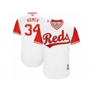 Men's 2017 Little League World Series Reds Homer Bailey #34 Homer White Jersey