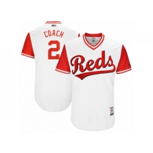 Men's 2017 Little League World Series Reds Zack Cozart #2 Coach White Jersey