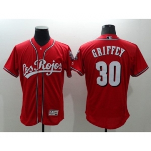 Men's Cincinnati Reds #30 Ken Griffey Jr Los Rojos Majestic Red Flexbase Authentic Collection Team Jersey