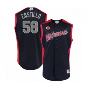 Men's Cincinnati Reds #58 Luis Castillo Authentic Navy Blue National League 2019 Baseball All-Star Jersey