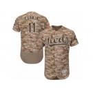 Men's Majestic Cincinnati Reds #11 Barry Larkin Camo Flexbase Authentic Collection MLB Jersey