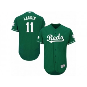 Men's Majestic Cincinnati Reds #11 Barry Larkin Green Celtic Flexbase Authentic Collection MLB Jersey