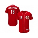 Men's Majestic Cincinnati Reds #13 Dave Concepcion Red Flexbase Authentic Collection MLB Jersey